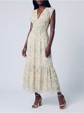 Zarr Collection pastel yellow Floral V-Neck Women’s Maxi Dress Size 12